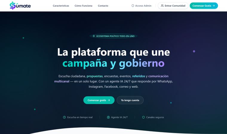 Súmate — captura de la plataforma en sumate.io